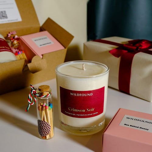 Crimson Noir Christmas Set (Candle, Melts & Matches) - Wildfound Christmas Set - Crimson Noir Christmas Set (Candle, Melts & Matches)